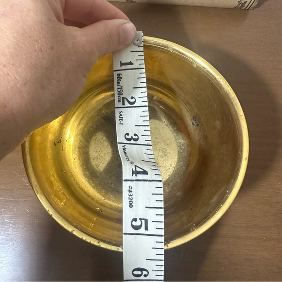 Vintage Gold Pedestal Bowl Planter Trinket Dish - Picture 8 of 8